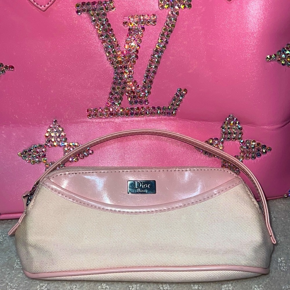 Dior bag pouch wristlet makeup cosmetic case beauty pink vintage y2k deadstock
